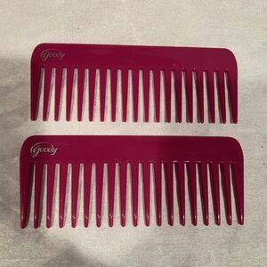 2pk- 6" Long Goody Wide Tooth Comb No Handle Rectangle Pink